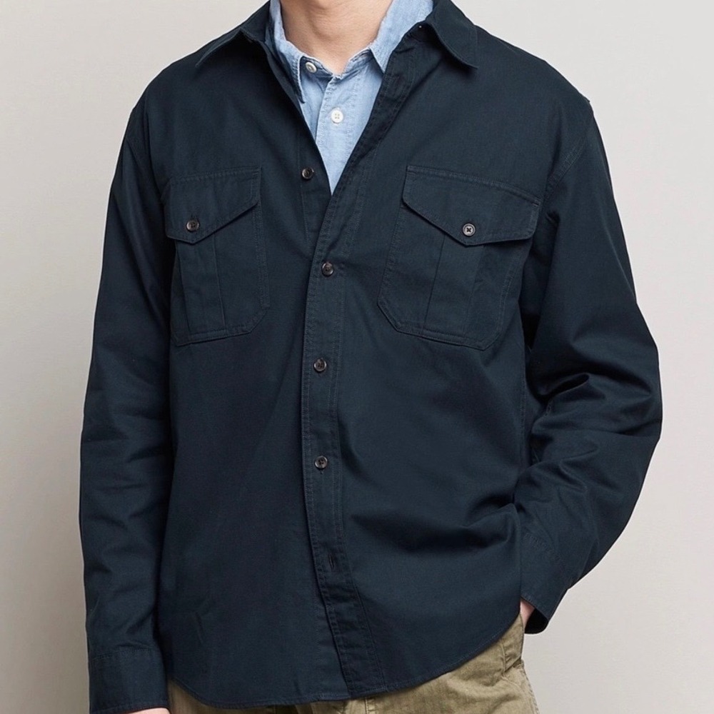 Filson Men's Alaskan Guide Men's Heritage Flannel Button Up Shirt Navy Blue XXXL